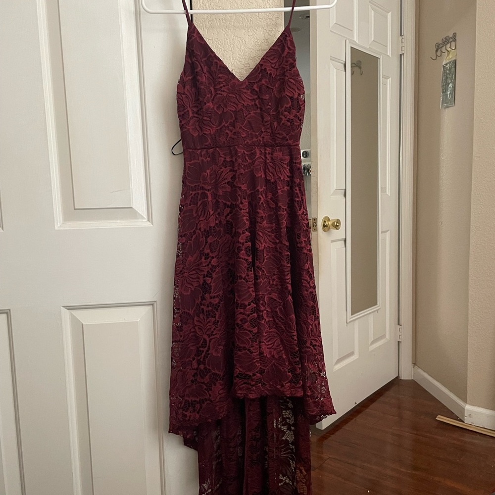 Red High Low Spaghetti Strap Sundress for Weddings